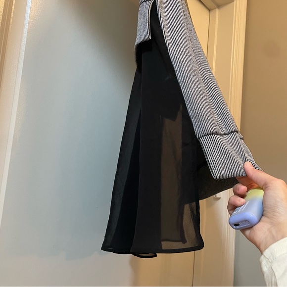 French Connection pin stripe knit sweater vest w/ chiffon drape vest size S - Picture 12 of 16